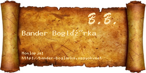 Bander Boglárka névjegykártya